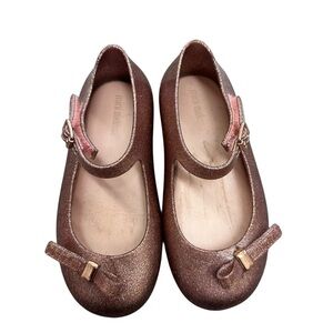 Mini Melissa Dora Shoes Rose Glitter Bow‎ Toddler Size 10